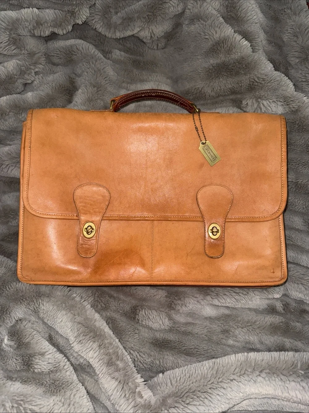 Coach Tan Leather Briefcase Satchel
